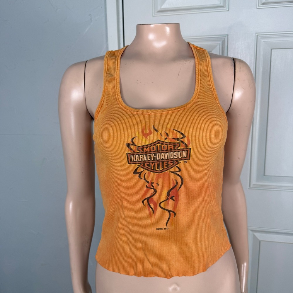 2007 Harley Davidson Tank Top Small Shirt Knit Ribbed Flame Lake Tahoe Carson X9